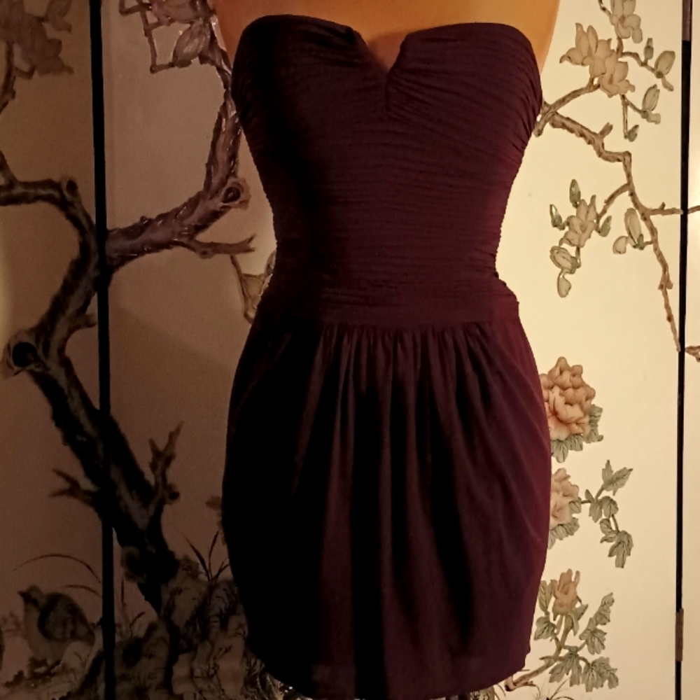 sexy lil BCBG rusted plum strapless party dress - Picture 4 of 6